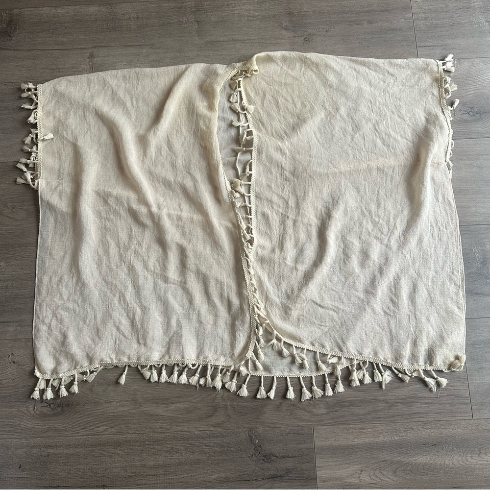 Evelyn K cream tasseled Kimono - one size fits all